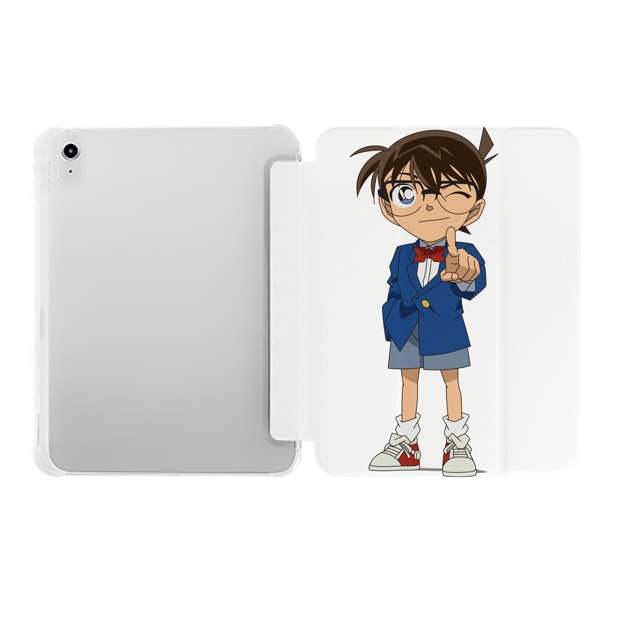 （画像用） 名探偵コナン 江戸川 コナン Detective Conan Conan Edogawa IPad ケース ペン収納付き 三つ折りスタンド PUレザー×シリコン 対応機種9.5/10.5/10.9インチ